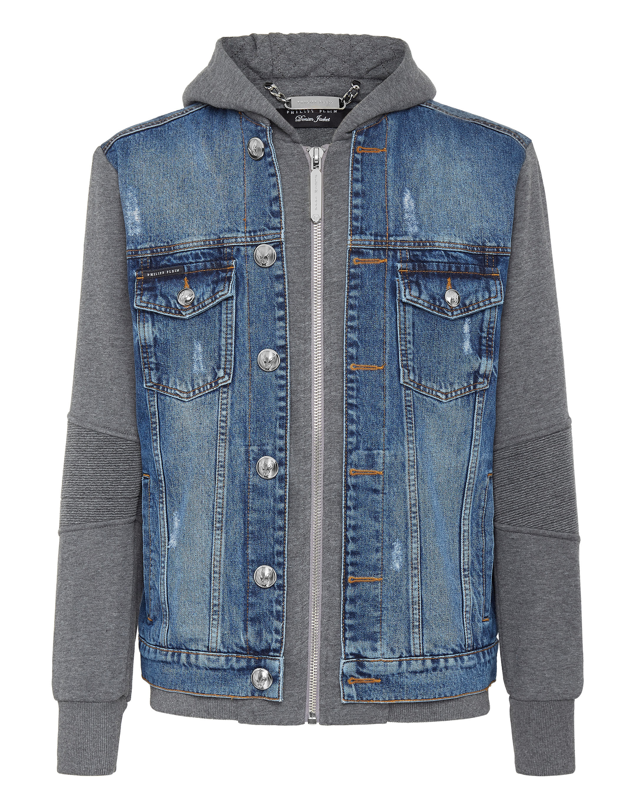 Patchwork Hooded Single-Breasted Slim Denim Jacket For Men - All About |  Stylish hoodies, Casual outfits, Hoodie fashion